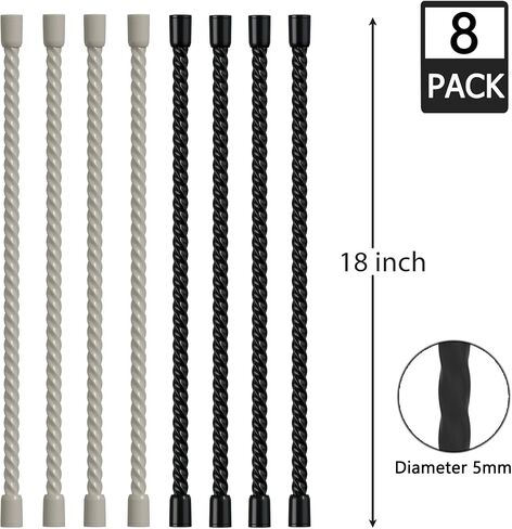 8PCS Silicone Cable Ties 6 Inch Reusable Twist Ties Steel-Core Cable Tie Straps Organizer All Purpose Bendable Cord Tie for Indoor Outdoor Bundling Holding Securing and Wrapping (Black White) in Kuwait