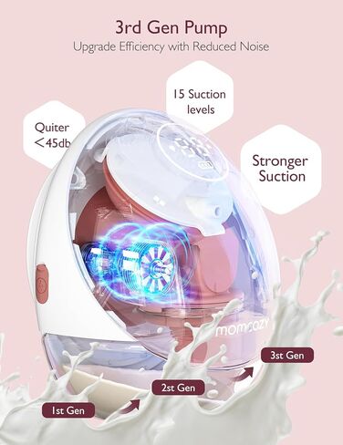 Momcozy Mobile Flow Breast Pump, App Controlled with Multi-Modes, Hands-Free & Wearable M9 Breast Pump, Stand up Directly with Breastmilk Storage, 1 Count, Pink in Saudi Arabia