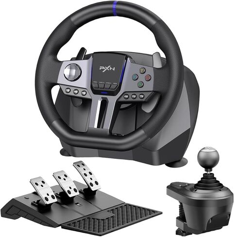 PXN PC Steering Wheel, V9 Gen2 Universal Gaming Steering Wheel 270/900 Degree 16-bit magnetic encoder Vibration PC Game Racing Wheels with Shifter and Pedal for PS4,PS3,Xbox Series X|S, Switch in Kuwait