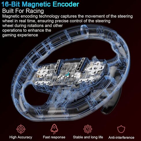 PXN PC Steering Wheel, V9 Gen2 Universal Gaming Steering Wheel 270/900 Degree 16-bit magnetic encoder Vibration PC Game Racing Wheels with Shifter and Pedal for PS4,PS3,Xbox Series X|S, Switch in Kuwait