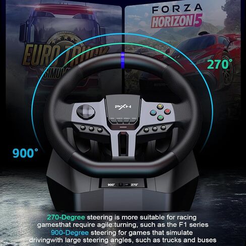 PXN PC Steering Wheel, V9 Gen2 Universal Gaming Steering Wheel 270/900 Degree 16-bit magnetic encoder Vibration PC Game Racing Wheels with Shifter and Pedal for PS4,PS3,Xbox Series X|S, Switch in Kuwait