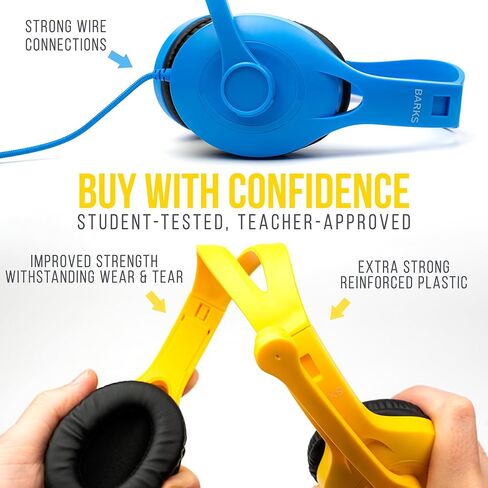 Barks Classroom Headphones with Microphone (10 Pack, Mixed Colors) - Superior On-Ear Bulk Headphones for School: Best for Students K-12 Classrooms (Rotating Boom Mic, Good Recording Quality) in Saudi Arabia