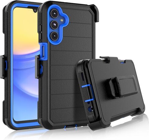 Njjex Rugged Case for Samsung Galaxy A15 5G, for Galaxy A15 5G Case with Belt Clip Holster, Built-in Screen Protector Heavy Duty Shockproof Locking Swivel Holster Kickstand Hard Phone Cover [Black] in Kuwait