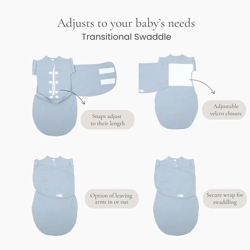 2-Way Transition Swaddle, 12-18 lbs, Arms & Legs In Or Out, Warm Up & Cool Down 100% Cotton, 3-6 Months in Saudi Arabia