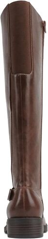 Soda “NECTAR" ~ Women Round Toe Buckle Belted Strap Top Shaft Elastic Gore Low Heel Knee-High Riding Boot with Side Zipper in Saudi Arabia
