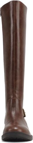 Soda “NECTAR" ~ Women Round Toe Buckle Belted Strap Top Shaft Elastic Gore Low Heel Knee-High Riding Boot with Side Zipper in Saudi Arabia