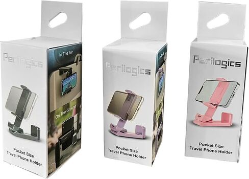Perilogics Airplane Phone Holder Mount, Plane Travel Essentials (White) | Universal in Flight Phone Stand, Hands Free, Dual 360° Rotatio, Must Haves Airplane Travel Accessory in Saudi Arabia