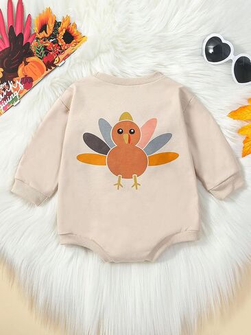 ملابس لحديثي الولادة من البنات والأولاد لعيد الشكر، ملابس تركية صغيرة مطبوعة بأكمام طويلة، ملابس خريف وشتاء in Kuwait