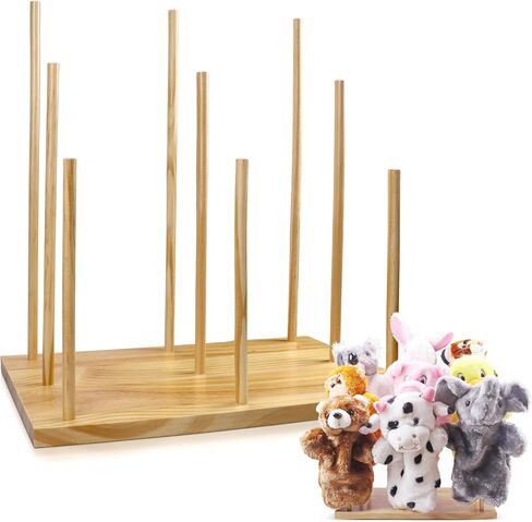 Ouvibor Wooden Puppet Stand, Education Wooden Puppet Tree Store and Display Doll Holder, Anti Crush Storage, Holds 8 Hand Puppets in Saudi Arabia