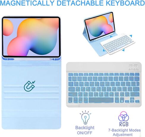 Keyboard Case with Mouse for Samsung Galaxy Tab S6 Lite 10.4 Inch 2024/2022/2020, Detachable Bluetooth Backlight Keyboard, Slim Stand Cover with S Pen Holder,Pink in Saudi Arabia