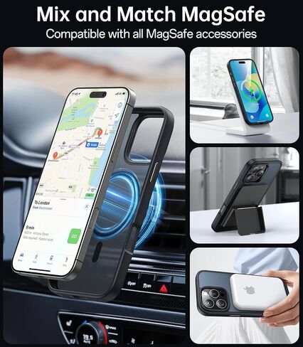 Meifigno Magnetic Case Designed for iPhone 16 Pro 6.3’’, [ with 2X Clear Screen Protectors & 1X Lens Protector] [MagSafe Compatible], Shockproof Case for iPhone 16 Pro, Black in Saudi Arabia