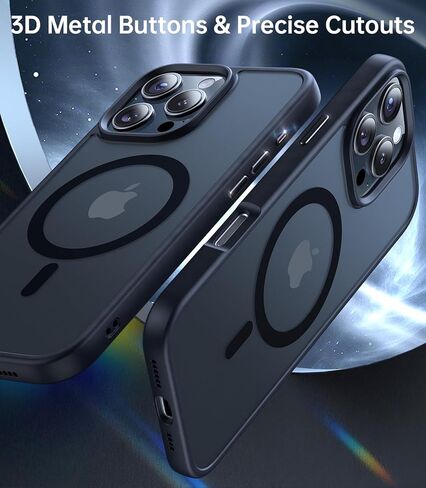 Meifigno Magnetic Case Designed for iPhone 16 Pro 6.3’’, [ with 2X Clear Screen Protectors & 1X Lens Protector] [MagSafe Compatible], Shockproof Case for iPhone 16 Pro, Black in Saudi Arabia