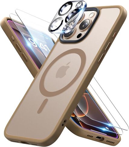 Meifigno Magnetic Case Designed for iPhone 16 Pro 6.3’’, [ with 2X Clear Screen Protectors & 1X Lens Protector] [MagSafe Compatible], Shockproof Case for iPhone 16 Pro, Black in Saudi Arabia