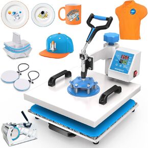 HORGELU 5 in 1 Heat Press Machine 12x15 Inch Heat Transfer Machine 360-Degree Swing Away Multifunction Digital Sublimation Combo Heat Press for T Shirt Mug Hat Plate for Commercial Home 110V White