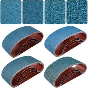 Tanzfrosch 3x21 Inch Belt Sander Sanding Belts Kit 20 Pcs (5 Each of 40/60/80/120 Grits), Zirconia Belt Sander Paper Sanding Belts for Wood, Metal, Cars, and Furniture, 20-Pack