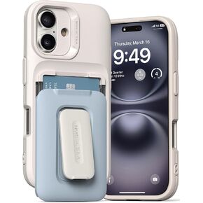 VRS DESIGN Orb Case for iPhone 16 Plus (2024), Premium Card Wallet Case [3 Cards] Durable Built-in Stand Cover Compatible with iPhone 16 Plus (Cotton Blue)