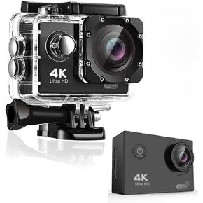 HD Action Camera HD Underwater Camera 1080p 30fps 30m Camera Ski Camera Action Camera Support WiFi Function and 170 Degree Wide Angle - Black