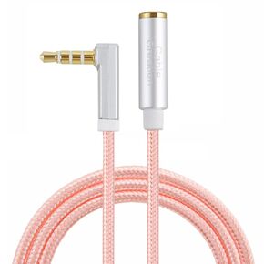 CableCreation Audio Extension Cable, 6 FT 3.5mm 1/8? TRRS Male to Female Stereo Cable Compatib with Phones, Headphones, Speakers, Tablets, PCs,Right Angle 4-Pole (Microphone Compatible), Rose Gold