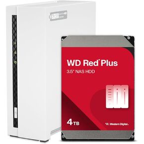 QNAP TS-133-14WD-US 1 Bay Home NAS with 4TB Storage Capacity, Preconfigured WD Red Plus HDD Drive Bundle, with 1GbE Ports