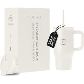 كوب معزول من IRON ° FLASK Co-Pilot مع ماصة وأغطية قلابة - زجاجة حامل أكواب للمشروبات الساخنة والباردة - مانعة للتسرب - ماء، كوب سفر محمول للقهوة - أورورا، 40 أونصة