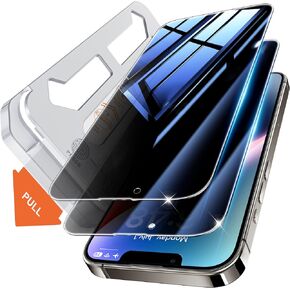 Privacy Screen Protector for iPhone 13 / iPhone 14 / iPhone 13 Pro 6.1 inch [Auto Dust Elimination] [True 25° Anti Spy] Private Tempered Glass Film, [2 Pack]