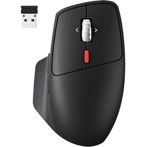 MW1 Ergonomic Wireless Mouse, 2.4GHz with USB Receiver, Bluetooth 5.0, Computer Mouse for Laptop, Use on Any Surface, 3 Adjustable DPI, 6 Buttons, Compatible with Windows/macOS, Laptop, PC