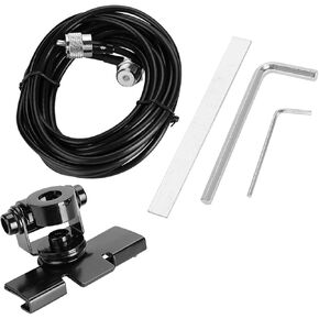 Car Antenna Mount Bracket, Stainless Steel Car Ham Antenna Mount Metal Holder Clips, Car Clip Mount Trunk Lid Hatchback Mount Bracket with 5M PL259 Extend Cable