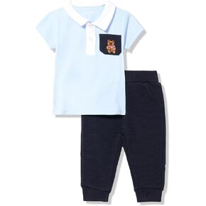 GUESS baby-boys Short Sleeve Jersey Knit Shirt and Knit Pants