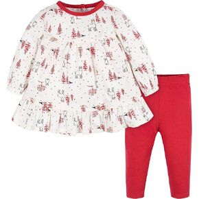 Gerber Baby & Toddler Girls' 2-Piece Long Sleeve Dress and Leggings Set