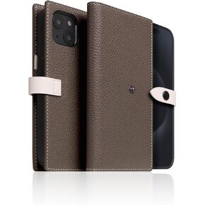 SLG iPhone 15 Handcrafted Leather Wallet Case, D8 Full Grain Leather, Diary Flip Cover Detachable with MagSafe TPU Case with Gift Box (Light Cream)