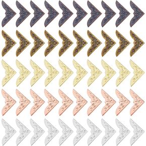 SUPERFINDINGS 160Pcs 20 Styles Metal Book Corner Iron Book Corner Decorative Vintage Triangle Guard Edge Cover for Paperback Book Desk Jewelry Scrapbooking Albums Menus Notebooks