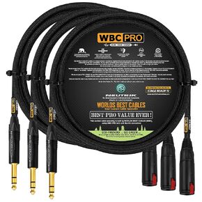 3 Units - 3 Foot - WBC-PRO-QUAD Ultra-Silent, Ultra-Flexible, Balanced Star-Quad Headphone Extension Cable with ¼" (6.35mm) Neutrik Male TRS Plug to Locking Female TRS Jack & Black Tweed Jacket
