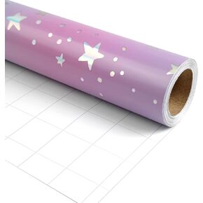 LDGOOAEL Mini Short Small Wrapping Paper Roll (17 Inches X 32.8 Feet) - Pink Rose with Metallic Foil for Holiday, Mothers Day, Birthday, Wedding, Baby Shower