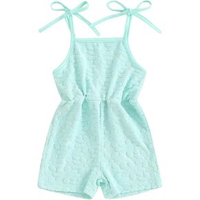 FOMOYUU Toddler Baby Girl Sleeveless Sling Romper Summer Floral Printed Clothes Infant Tie-Up Halter Outfit