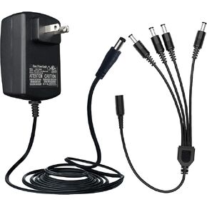 12V 2A 10ft AC to DC Power Supply Adapter & 4-Way DC Power Splitter Cable for CCTV Security Camera/DVR/NVR/LED Strip Lights, UL Listed/FCC/VI