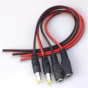 FDXGYH 10 Pairs DC Power Pigtail Barrel Plug Connector Cable 12V 5A Male & Female Barrel Connectors for CCTV Security Camera and Lighting Power Adapter