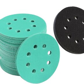 90 PCS Sanding Discs with a Orbital Sander Pad, 5 Inch 8 Hole Hook and Loop Sandpaper, 80 180 320 400 600 800 1000 1200 1500 High Grit Sand Paper Assortments, Fine Grit Sandpaper for Wood Furniture