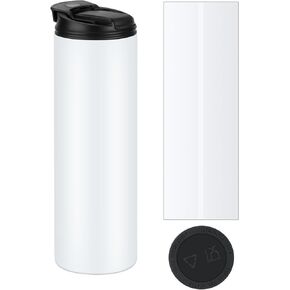12 Pack 20 oz Sublimation Tumblers Dual Opening Blank Bottles Triple-Insulated Stainless Steel Water Bottle with Straw Lid Blank Tumbler Bulk with Shrink Wrap, Rubber Base, Heat Tape for Heat Transfer