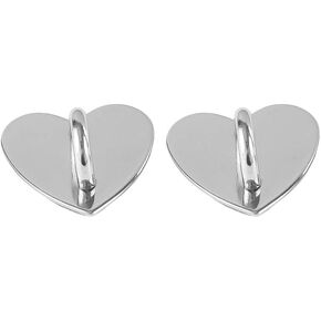 2pcs Silver Heart Phone Adhesive Finger Ring Geometry Metal Phone Holder Charm Hook for DIY Hanging Supplies Phone Keychain Accessories,Stands Accessories
