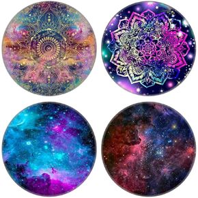 MOKKI 4 Pack Phone Grip,Cell Phone Holder for Smartphone,Finger Expanding Kickstand Stand - Galaxy Mandala Blue Nebula Flower