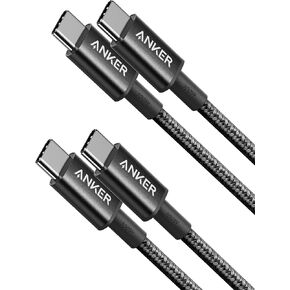 Anker USB C Cable 100W (10ft, 2pack), New Nylon USB C to USB C Cable 2.0, Type C Charger Fast Charging for MacBook Pro 2020, iPad Pro 2020, iPad Air 4, Galaxy S20 Plus S9, Pixel, Switch, and More