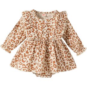 Toddler Baby Girl Fall Winter Outfit Infant Rompers Dress Baby Ruffle Bodysuit Jumpsuit Clothes 0-24 Months