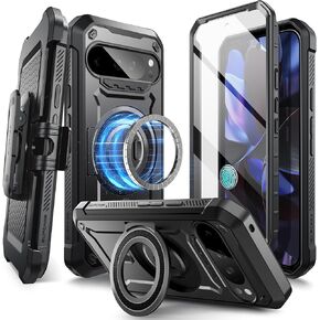 SUPCASE for Google Pixel 9 Pro XL Case with Stand (UBPro Mag), [Support MagSafe] [Built-in Screen Protector & Belt Clip] [Military-Grade Protection] Magnetic Phone Case for Pixel 9 Pro XL, Black
