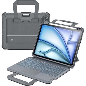 Nillkin Carry Go Keyboard Case for iPad Air 11-inch M2 2024&iPad Pro 11(1st/2nd/3rd/4th Gen), iPad Air 5th & 4th Generation case with Keyboard and Handle, Magic Trackpad, 7 Backlight Colors, Grey