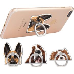 Set of 3 Self-Adhesive Phone Ring Stand Holder, 360 Rotation Cell Phone Finger Kickstand for All Smartphones and Tablets - Bombay Kitten Cat, Orange Tabby Kitten Cat, Black White Tuxedo Cat