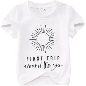 1st Birthday Shirt for Baby Girls Boys Cute Sun Graphic Letter Print T-Shirt 1 Year Old Toddler Gift Infant Party Tees