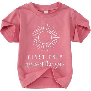 1st Birthday Shirt for Baby Girls Boys Cute Sun Graphic Letter Print T-Shirt 1 Year Old Toddler Gift Infant Party Tees in Kuwait