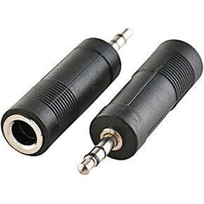 3.5mm 3 Pole Male Plug to 6.35mm Female Stereo Jack Audio Adapter 1/4 inch Female to 1/8 inch Male Headphone Microphone Converter Connector 2-Pack