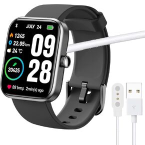 Compatible with TOZO S2 Charger, Magnetic USB Charging Cable Replacement Charger Cable Compatible with TOZO S2 1.69/ENOMIR ID208 Smartwatch/ID208 Smartwatch/Aeac ID208 Smartwatch (Black)
