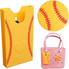 Softball Theme Phone Holder for Bogg Bag/Simply Southern With 1 Charm,Organizer Accessories Inserts Compatible With Most Brands/Sizes Rubber Beach Totes,Cell Phone Attachment for Beach Handbags in Saudi Arabia